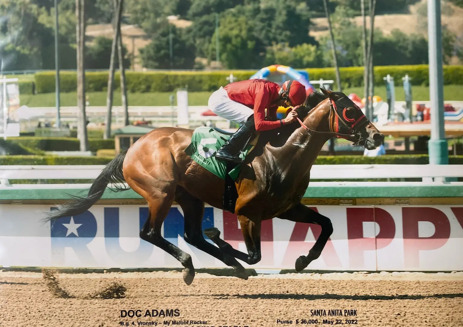 Doc Adams winning at Santa Anita Park, May 22, 2022 — $26,000 purse