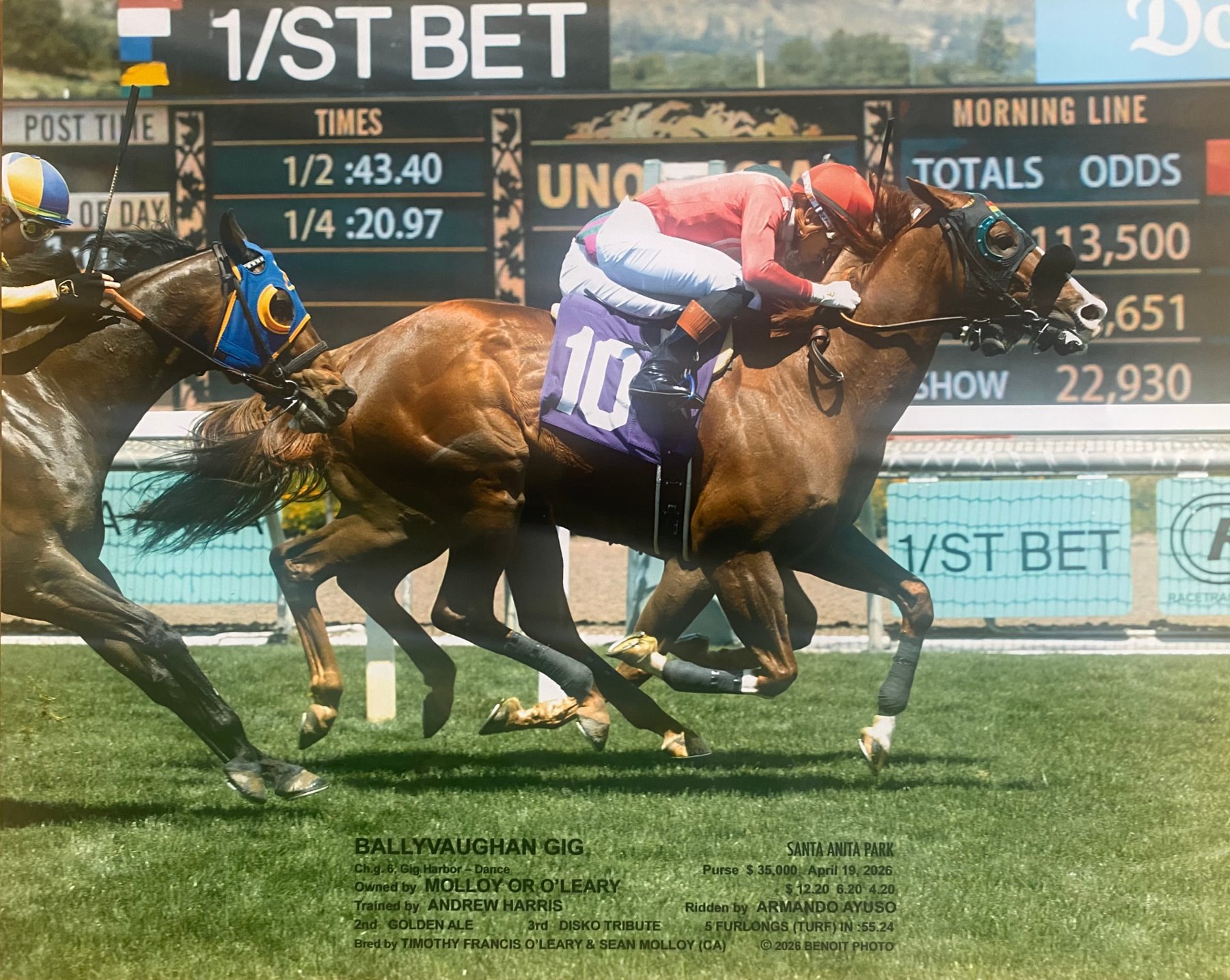 Ballyvaughan Gig wins at Santa Anita Park, April 19, 2026 — trained by Andrew Harris